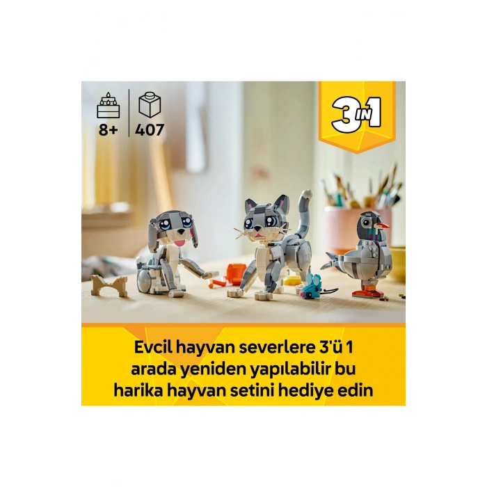 ® Creator 3’ü 1 Arada Oyunbaz Kedi 31163 - 8+ Çocuklar için Yaratıcı Oyuncak Yapım Seti (407P)