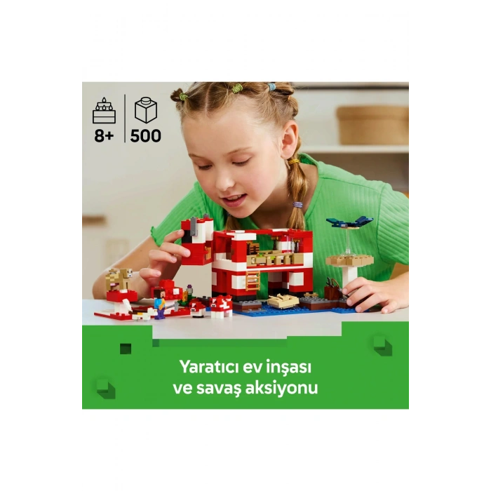 ® Minecraft® Mooshroom Evi 21270 - 8+ Çocuklar için Yaratıcı Oyuncak Yapım Seti (500P)