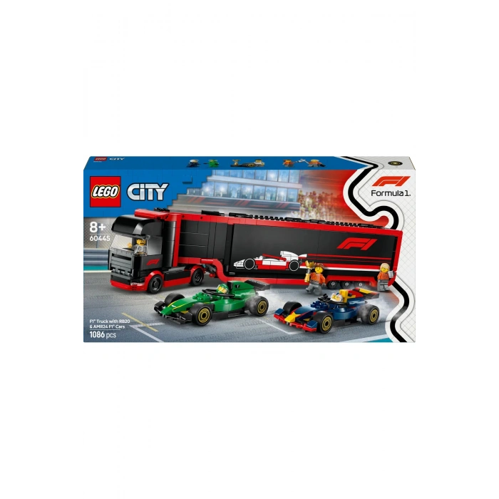 ® City RB20 ve AMR24 F1® Arabalı F1® Kamyonu 60445 - 8+ Yaratıcı Oyuncak Yapım Seti (1086)