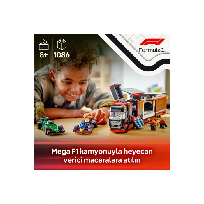 ® City RB20 ve AMR24 F1® Arabalı F1® Kamyonu 60445 - 8+ Yaratıcı Oyuncak Yapım Seti (1086)