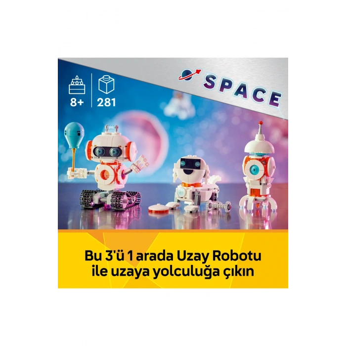 ® Creator 3’ü 1 Arada Uzay Robotu 31164 - 8+ Çocuklar için Yaratıcı Oyuncak Yapım Seti (281P)