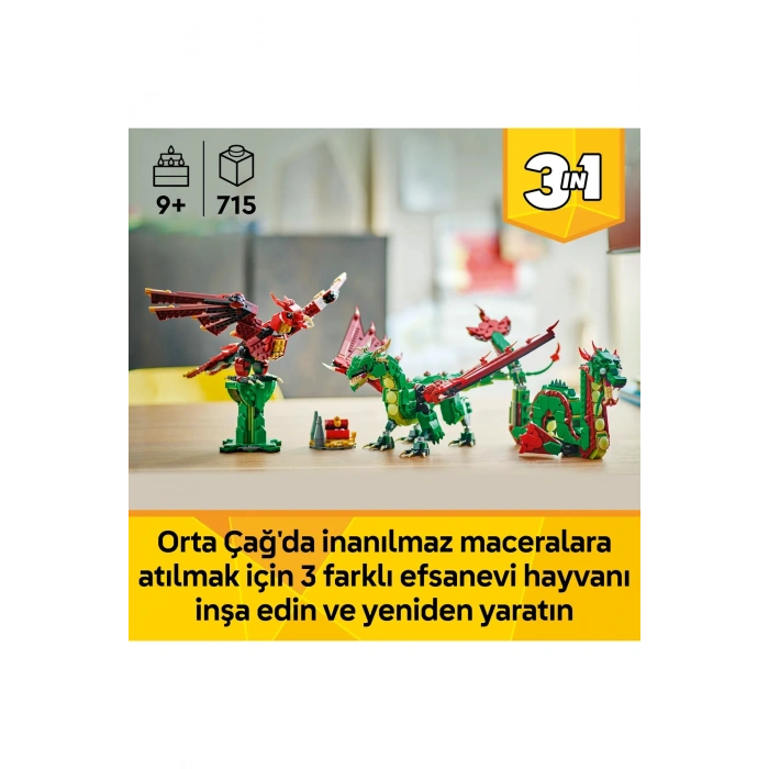 ® Creator 3’ü 1 Arada Orta Çağ Ejderhası 31161 - 9+ Yaratıcı Oyuncak Yapım Seti (715Parça)