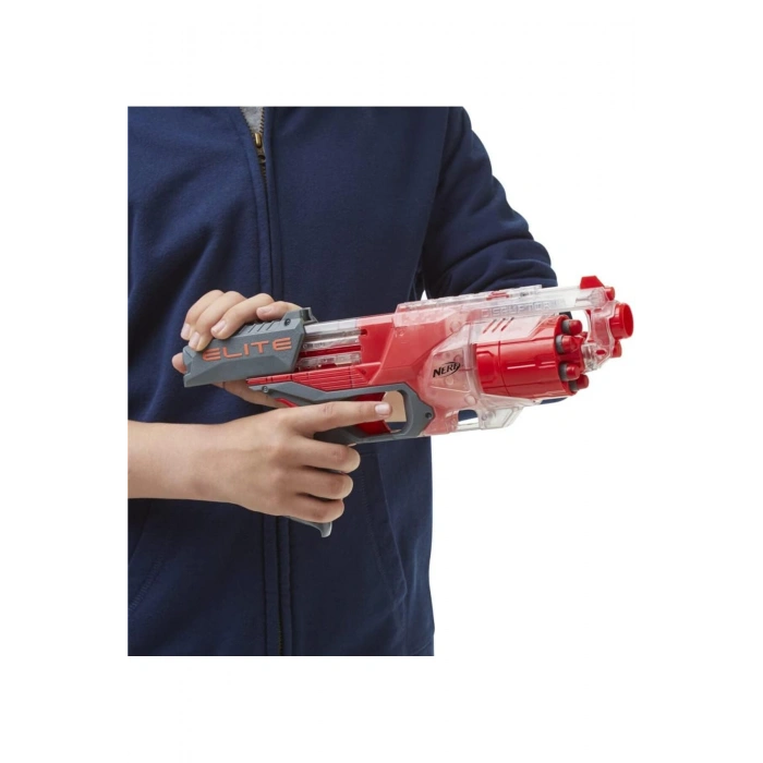 Nerf Elite Disruptor Blaster, 6-Dart Davul, 6 Elite Dart, Hızlı Ateş, Yarı Saydam Kırmızı