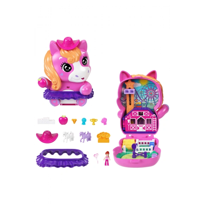 ™ Midilliyle Rodeo Heyecanı Mini Oyun Seti, 1 mikro bebek ve aksesuarları JCR39