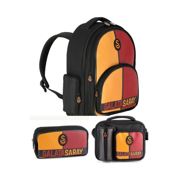 Official Lisanslı Parçalı Suni Deri 25552 Sırt Çantası+Beslenme Çantası+Kalemlik Seti