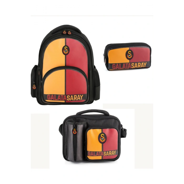 Official Lisanslı Parçalı Suni Deri 25552 Sırt Çantası+Beslenme Çantası+Kalemlik Seti