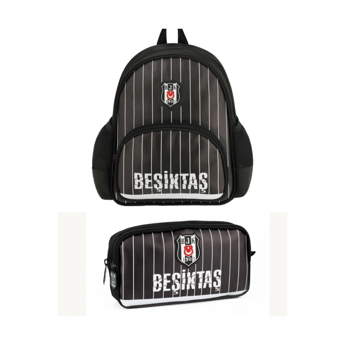 BJK Official Lisanslı İnce Çubuk Desenli Suni Deri Sırt Çantası+Kalemlik Set 255set2