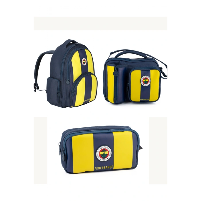 Official Lisanslı Suni Deri Çubuklu Çanta+Beslenme+Kalemlik Seti 25758-9