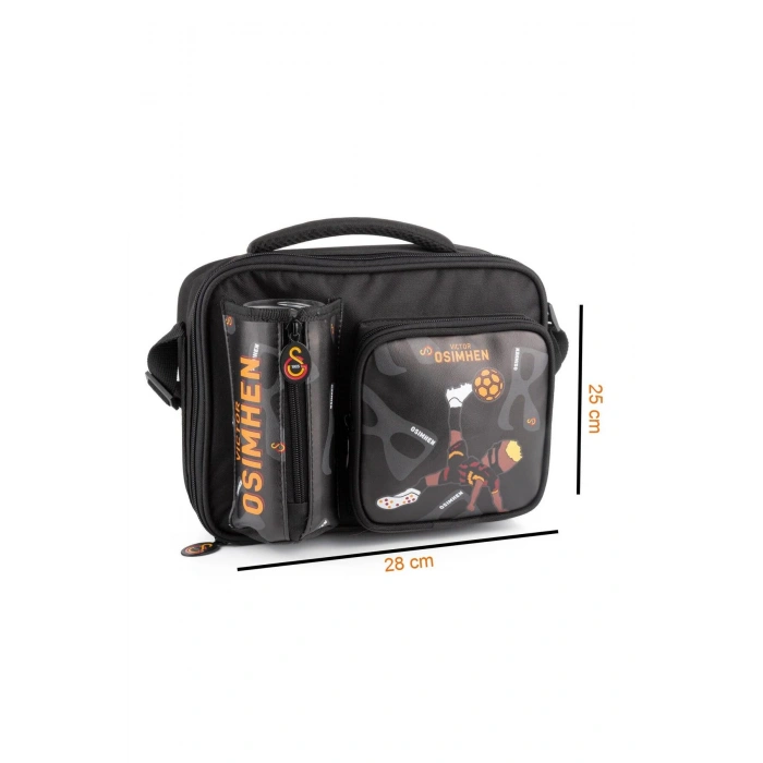 2 Bölmeli Victor Osimhen Suni Deri Anaokulu Çantası + Beslenme Çantası