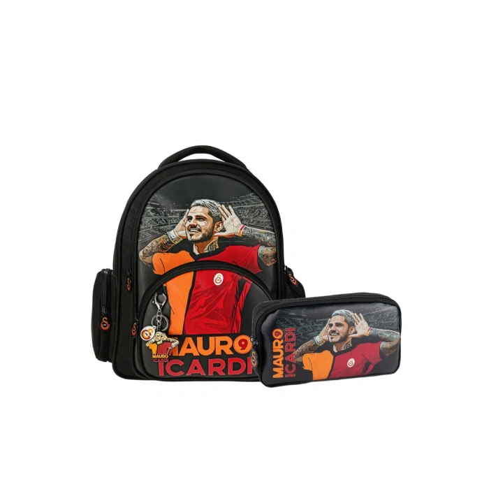 2 Bölmeli Mauro Icardi Suni Deri Okul Çantası + Kalemlik