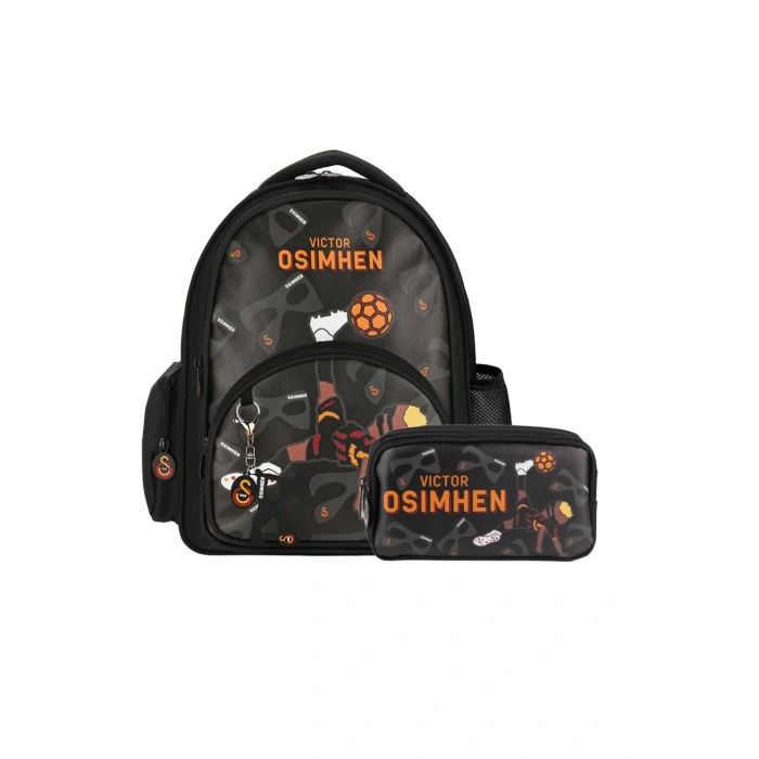 3 Bölmeli Victor Osimhen Suni Deri Okul Çantası + Kalemlik