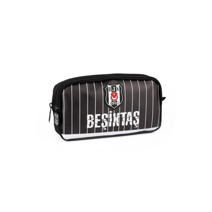 Beşiktaş Official Lisanslı İki Bölmeli Fermuarlı Team İnce Çubuk Desenli Jumbo Kalem Çantası 25355