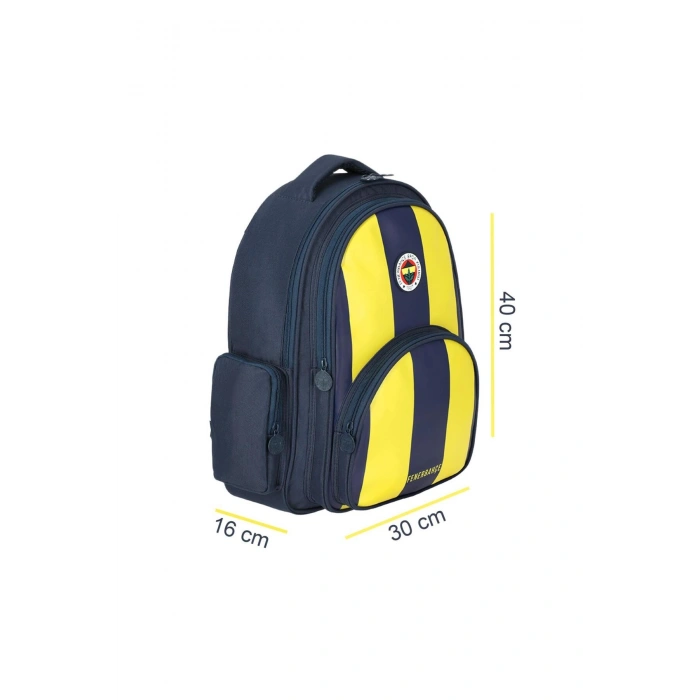 3 Bölmeli Çubuklu Arma Baskılı Suni Deri Okul Sırt Çantası (25756)