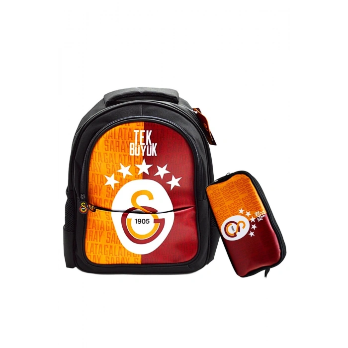 3 Bölmeli 5 Yıldızlı Tek Büyük Suni Deri Okul Çantası + Kalemlik