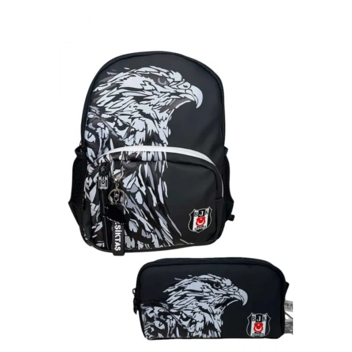 Baskılı Lisanslı Desenli Fermuarlı Okul Sırt Çantası ve Kalemlik 25390