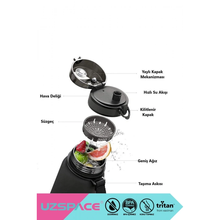 500ml Yeni Çift Renkli Sızdırmaz BPA İçermez Kilitlenebilir Kapaklı Motivasyonel Tritan Su Matarası