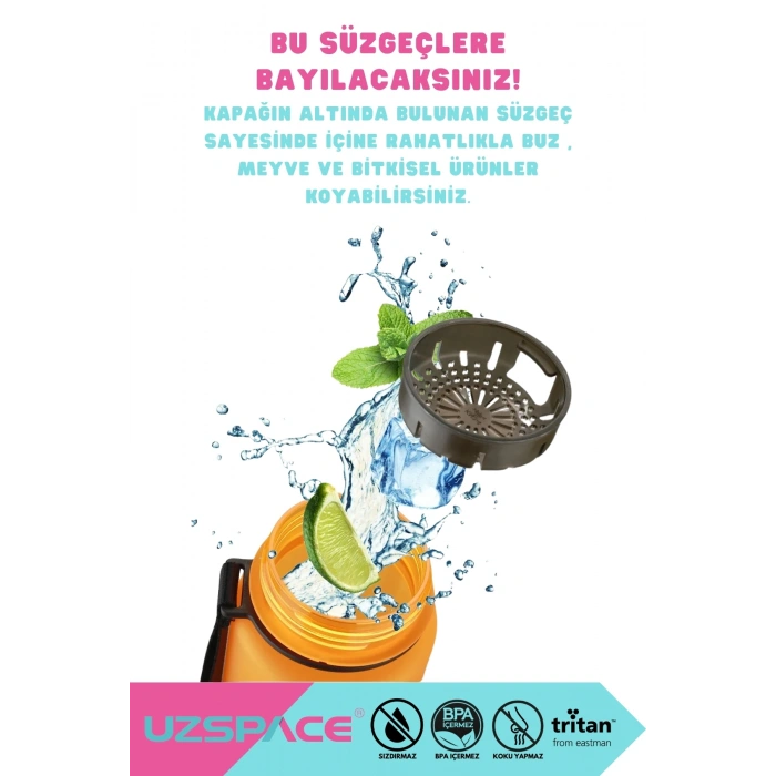 500ml Yeni Çift Renkli Sızdırmaz BPA İçermez Kilitlenebilir Kapaklı Motivasyonel Tritan Su Matarası