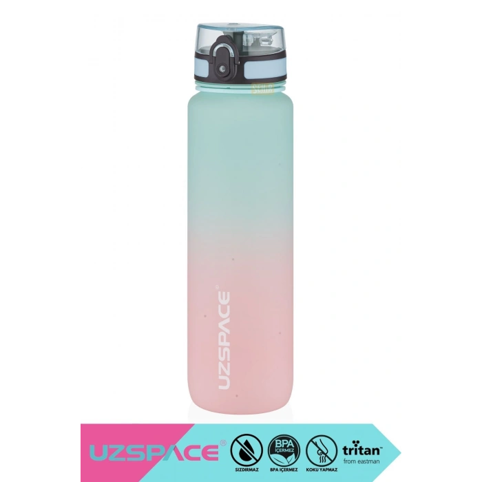 1000ml Yeni Çift Renkli Sızdırmaz BPA İçermez Kilitlenebilir Kapaklı Motivasyonel Tritan Su Matarası