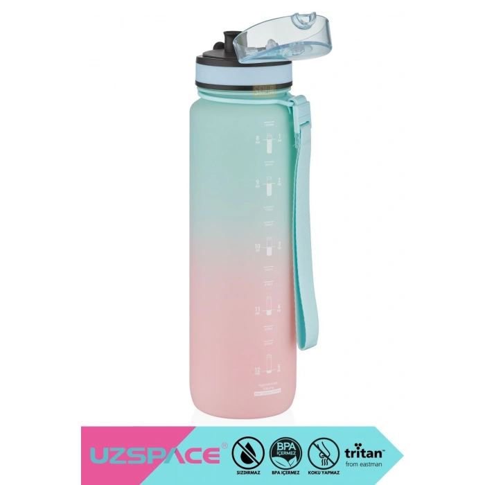 1000ml Yeni Çift Renkli Sızdırmaz BPA İçermez Kilitlenebilir Kapaklı Motivasyonel Tritan Su Matarası