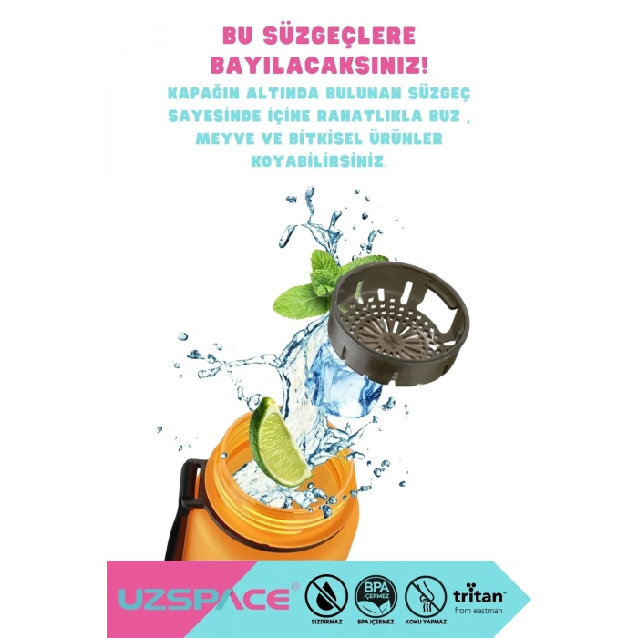 1000ml Yeni Çift Renkli Sızdırmaz BPA İçermez Kilitlenebilir Kapaklı Motivasyonel Tritan Su Matarası