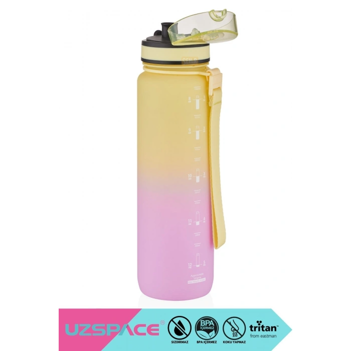 1000ml Yeni Çift Renkli Sızdırmaz BPA İçermez Kilitlenebilir Kapaklı Motivasyonel Tritan Su Matarası