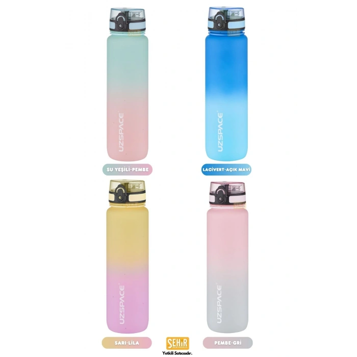 1000ml Yeni Çift Renkli Sızdırmaz BPA İçermez Kilitlenebilir Kapaklı Motivasyonel Tritan Su Matarası