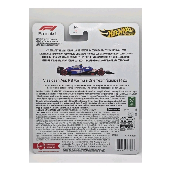 Premium Visa Cash App RB Formula 1 Team #22 Yarış Arabası Koleksiyonluk Oyuncak Model