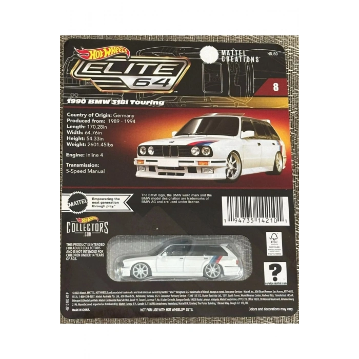 Elite 64 - 1990 BMW 318i Touring Beyaz 1:64 Diecast Model Araba