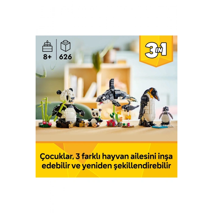 ® Creator 3’ü 1 Arada Vahşi Hayvanlar: Panda Ailesi 31165 - 8+ Yaratıcı Oyuncak Yapım Seti (626P)