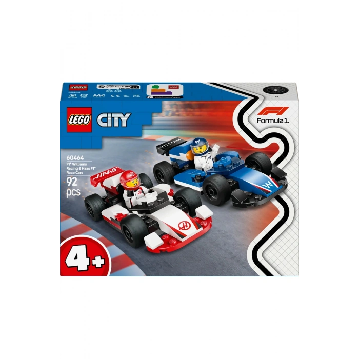 ® City F1® Williams Racing ve Haas F1® Yarış Arabaları 60464 - 4+ Oyuncak Yapım Seti (92Parça)