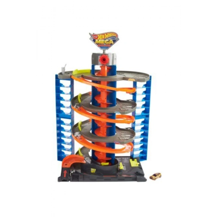 Hot Wheels Mega Garaj Oyun Seti 1 Hot Wheels 1:64 Ölçekli Araç Dahil, Sarmal Asansör