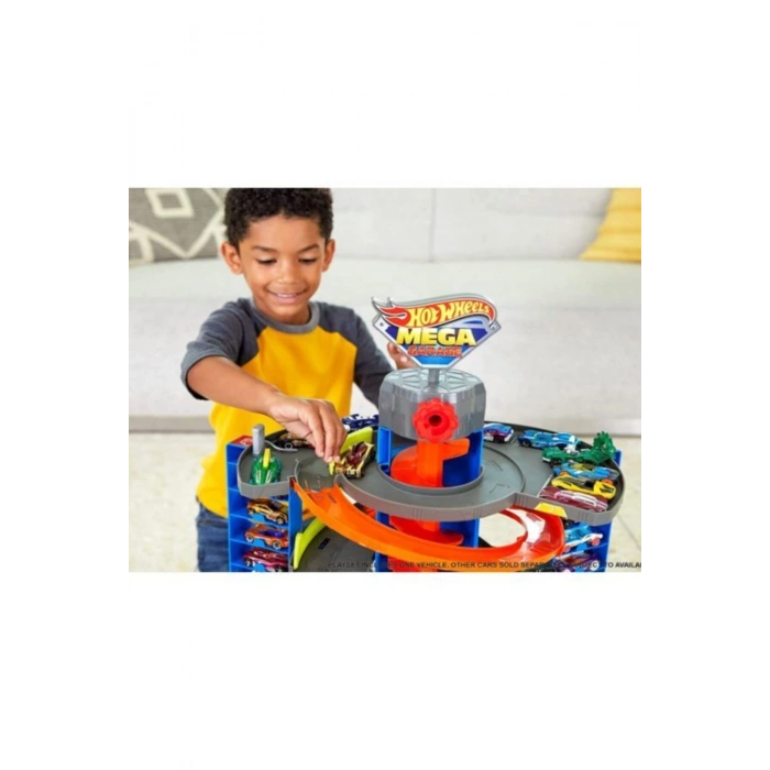 Hot Wheels Mega Garaj Oyun Seti 1 Hot Wheels 1:64 Ölçekli Araç Dahil, Sarmal Asansör