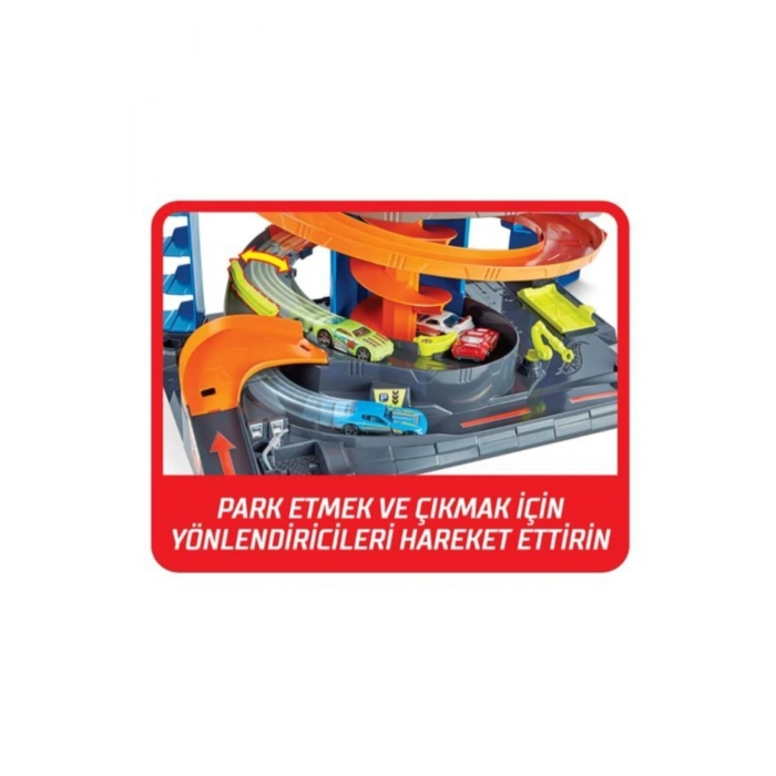 Hot Wheels Mega Garaj Oyun Seti 1 Hot Wheels 1:64 Ölçekli Araç Dahil, Sarmal Asansör