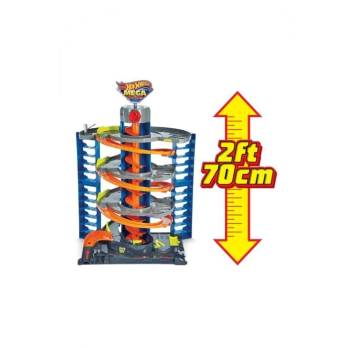 Hot Wheels Mega Garaj Oyun Seti 1 Hot Wheels 1:64 Ölçekli Araç Dahil, Sarmal Asansör