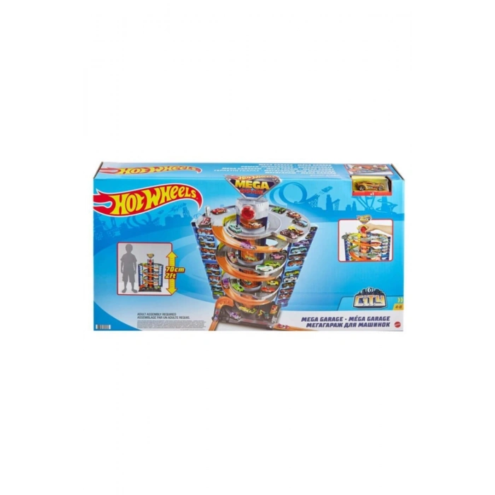 Hot Wheels Mega Garaj Oyun Seti 1 Hot Wheels 1:64 Ölçekli Araç Dahil, Sarmal Asansör