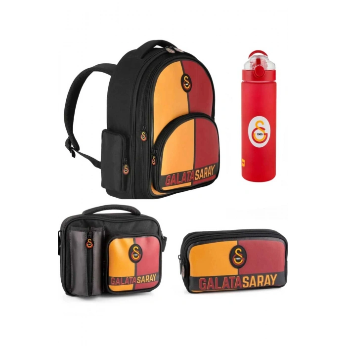 Official Lisanslı Logo Desenli Sırt Çantası+Beslenme Çantası+Kalemlik+Suluk Seti
