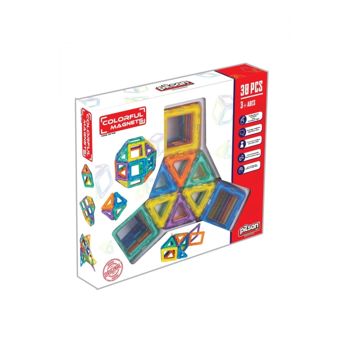 Renkli Manyetik 3 Boyutlu , Yapı Ve Tasarım Yapı Oyuncak Eğitim Seti, 30 Parça Mıknatıs Puzzle