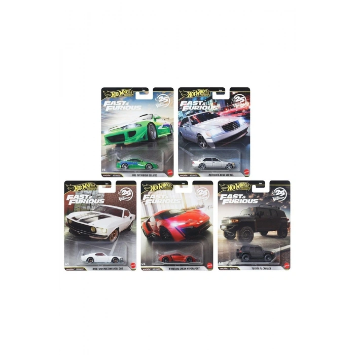 Premium Fast & Furious 25. Yıl Seti 2026 Diecast 5’li Koleksiyon Araba