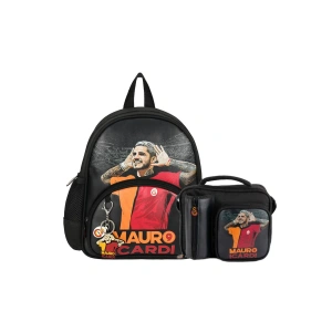 2 Bölmeli Mauro Icardi Suni Deri Anaokulu Çantası + Beslenme Çantası