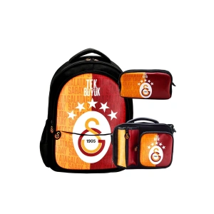 3 Bölmeli 5 Yıldızlı Tek Büyük Suni Deri Okul + Beslenme Çantası +Kalemlik