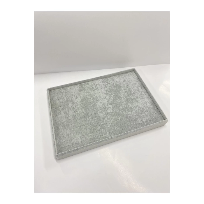 Yerli Üretim Süet Kumaş Gri Renk 34/24 Cm Çekmece Ici Batırmalı Yüzük Standı