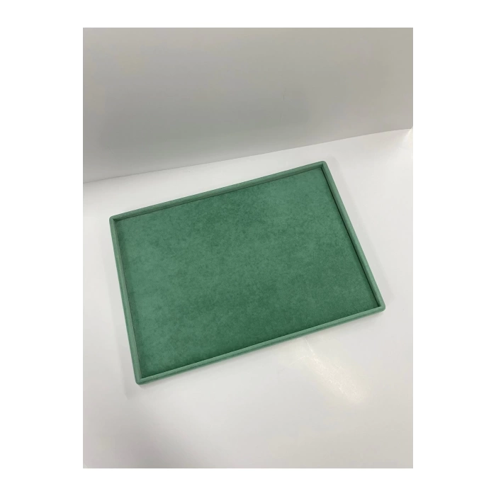 Yerli Üretim Süet Kumaş Yeşil Renk 34/24 Cm Takı Servis Sunum Tablası