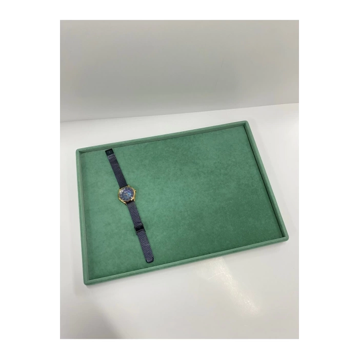 Yerli Üretim Süet Kumaş Yeşil Renk 34/24 Cm Takı Servis Sunum Tablası