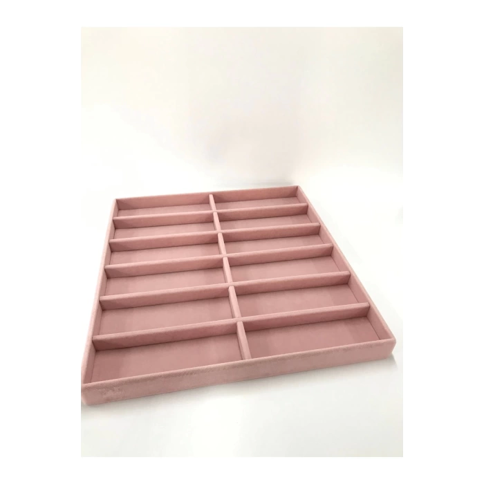 Yerli Üretim Süet Kumaş Pembe Renk 38 Cm / 36 Cm Gözlük Sergileme Çekmece Içi Stand