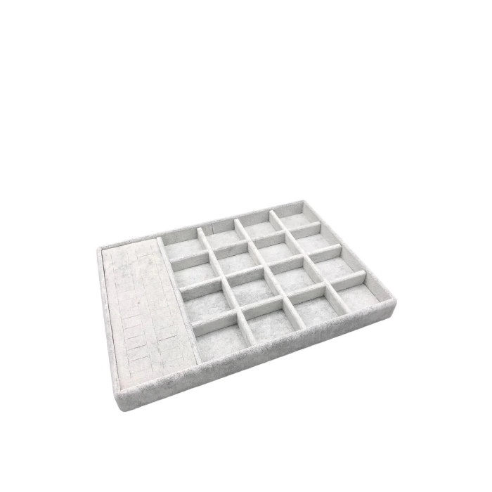 Yerli Üretim Amsterdam Model Süet Kumaş Gri Renk 34/24 Cm Çekmece Ici Takı Standı