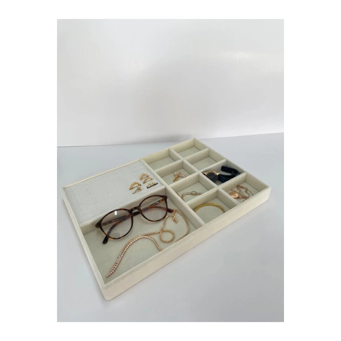 Sidney Model Süet Kumaş Krem Renk 34/24 Cm Takı Sergileme Standı
