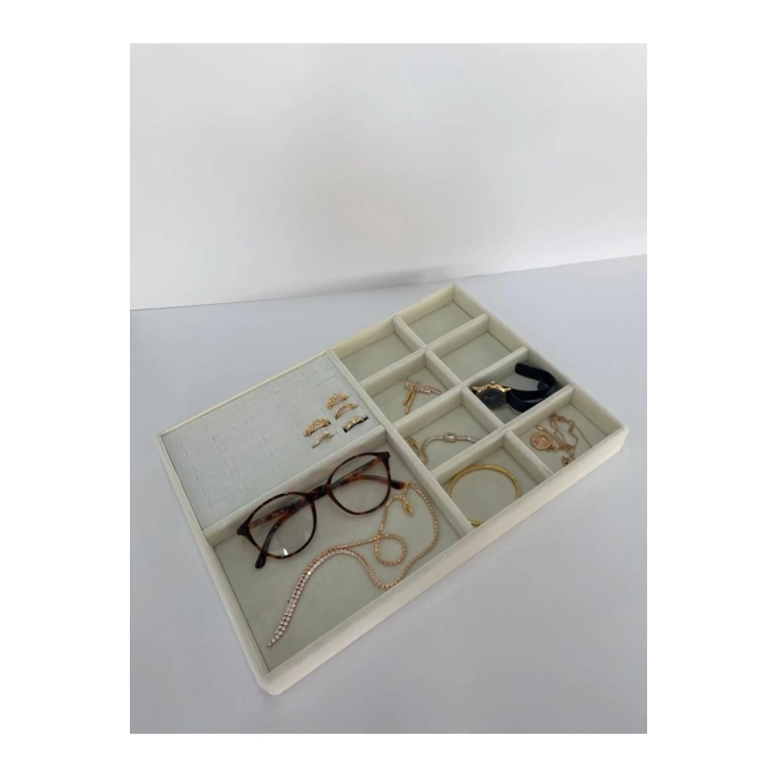 Sidney Model Süet Kumaş Krem Renk 34/24 Cm Takı Sergileme Standı