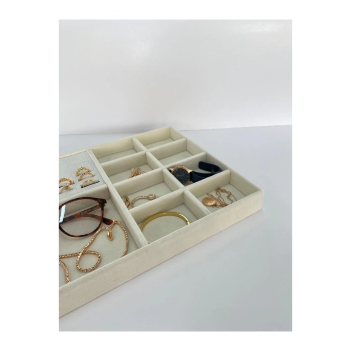 Sidney Model Süet Kumaş Krem Renk 34/24 Cm Takı Sergileme Standı