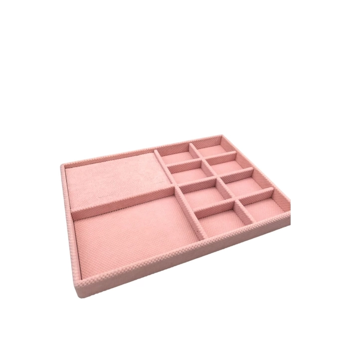 Yerli Üretim Sidney Model Keten Kumaş Pembe 34/24 Cm Çekmece Ici Takı Standı