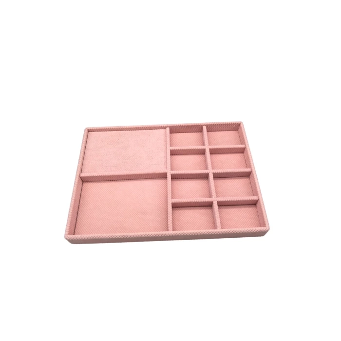Yerli Üretim Sidney Model Keten Kumaş Pembe 34/24 Cm Çekmece Ici Takı Standı